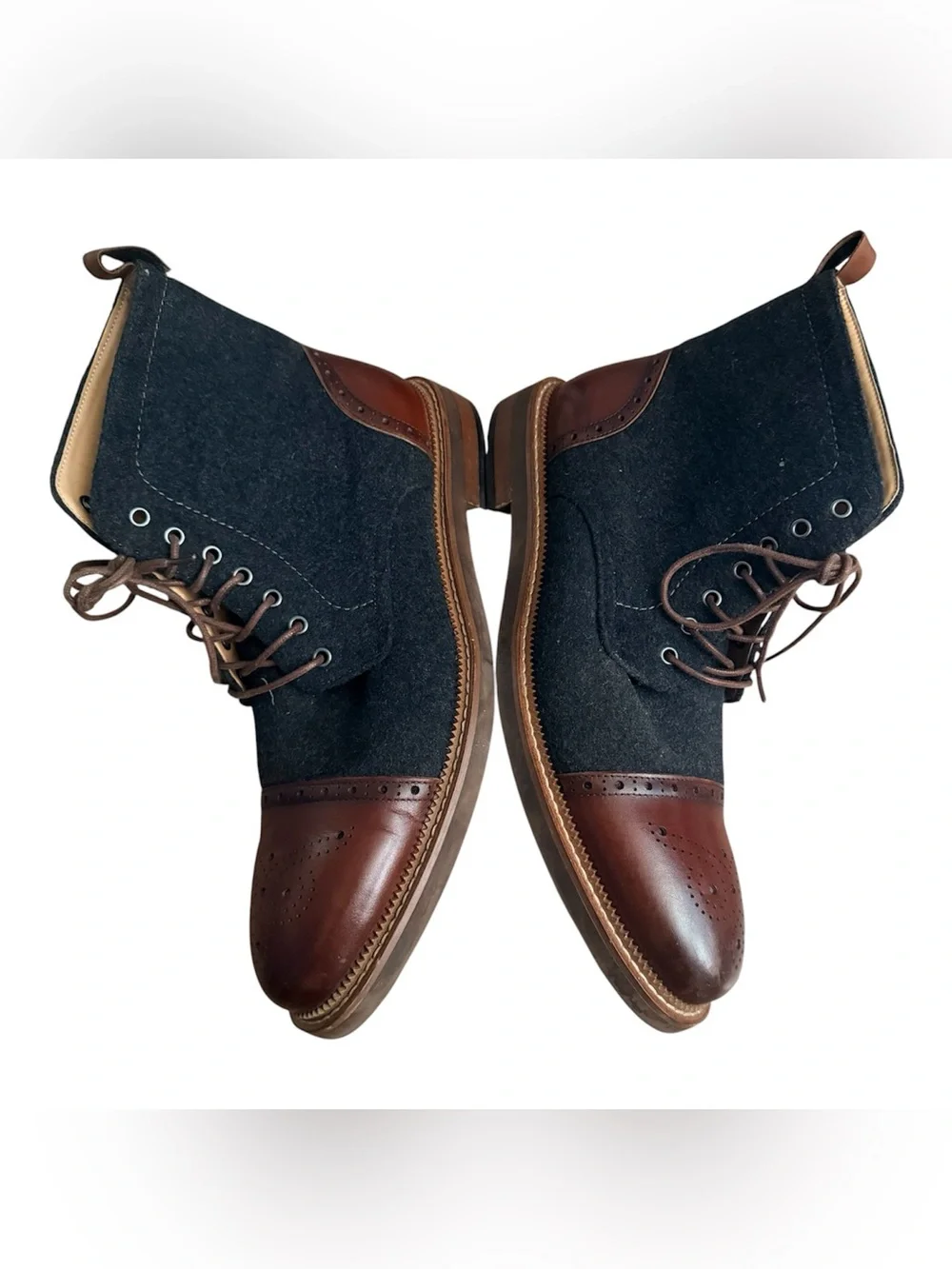 Joseph Abboud Charcoal Mahogany Lace Up Cap Toe Men's Ankle Boots Leather 12